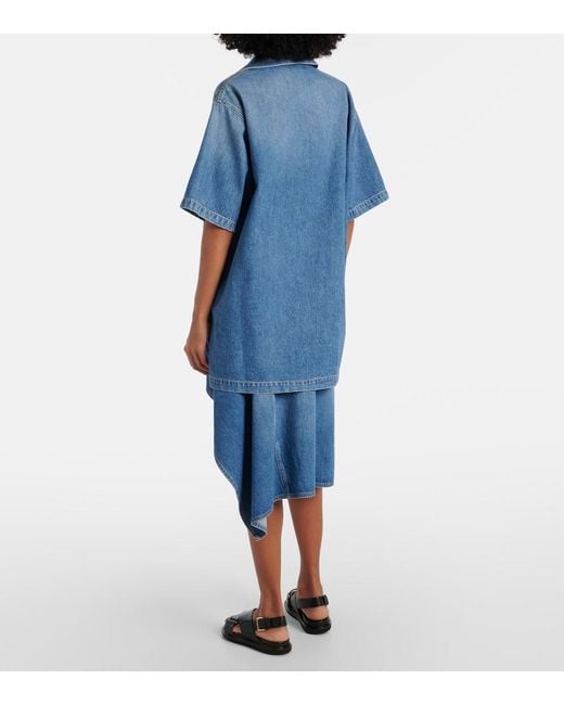 Plan C Blue Oversized Denim Shirt