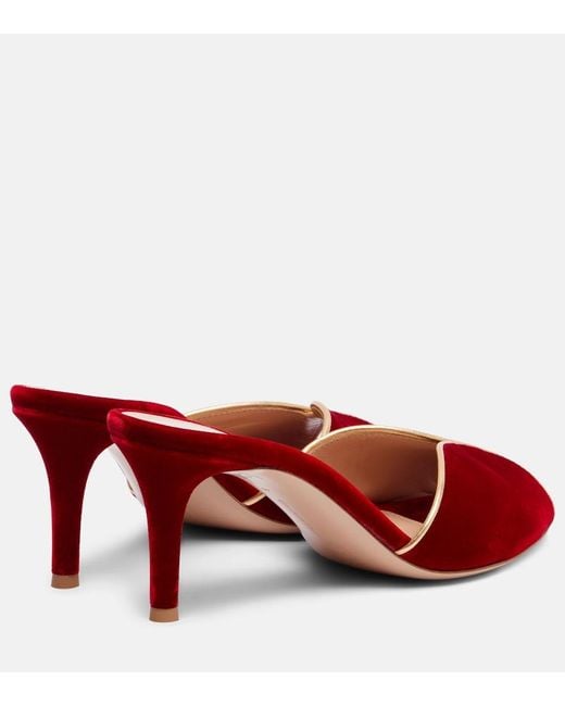 Gianvito Rossi Red 70 Leather-Trimmed Velvet Mules