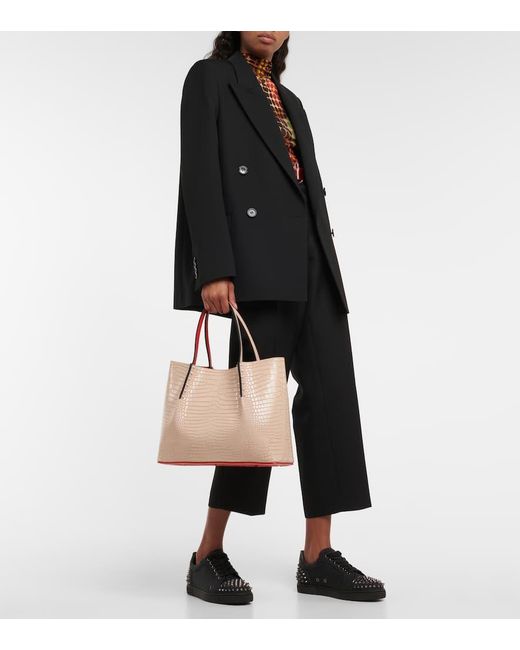 Christian Louboutin Natural Cabarock Kleine Tote Aus Leder Mit Krokodileffekt Und Nieten