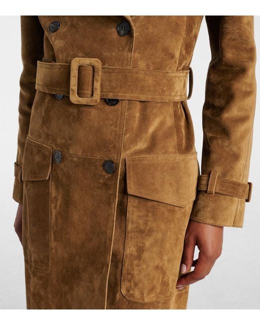 Saint Laurent Brown Suede Trench Coat