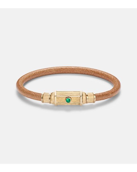 Marie Lichtenberg White Lasso 18Kt And Leather Bracelet With Emeralds