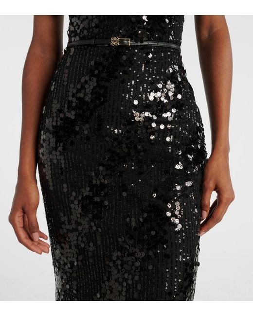 Elie Saab Black Sequined Halterneck Silk-Blend Gown