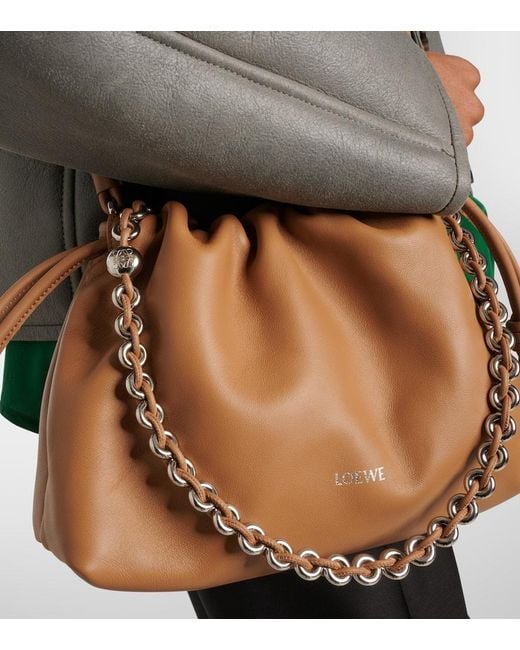 Loewe Brown Clutch Flamenco Medium Aus Leder