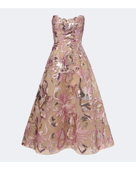Elie Saab Pink Embellished Tulle Bustier Dress