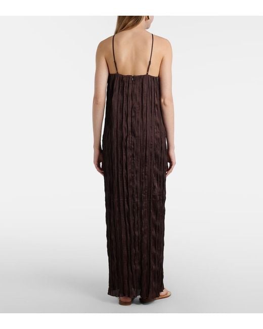 Staud Purple Akari Plisse Halterneck Maxi Dress