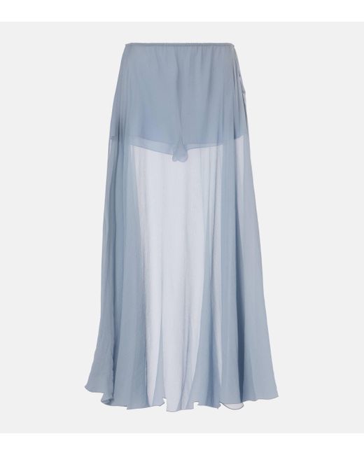 Chloé Blue Silk Muslin Maxi Skirt