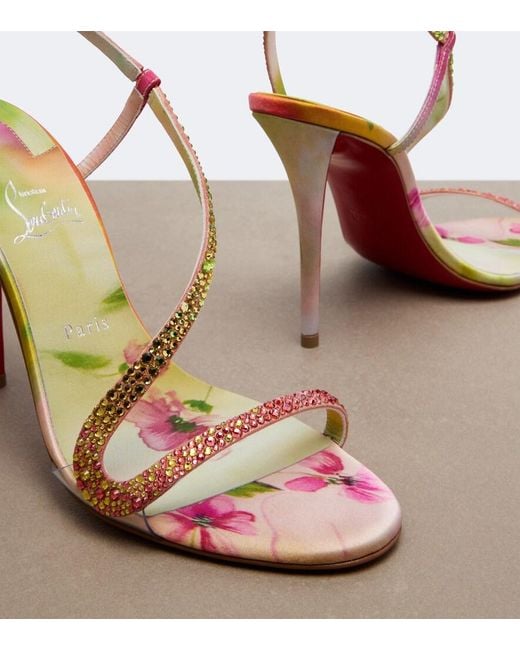 Christian Louboutin Pink Rosalie Embellished Satin Slingback Sandals