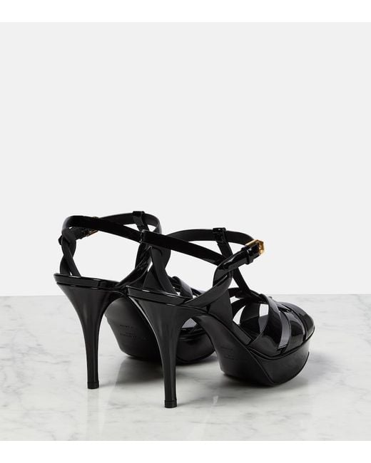 Saint Laurent Black Tribute 105 Patent Leather Platform Sandals