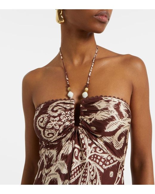 Poupette White Carla Beaded Halterneck Maxi Dress