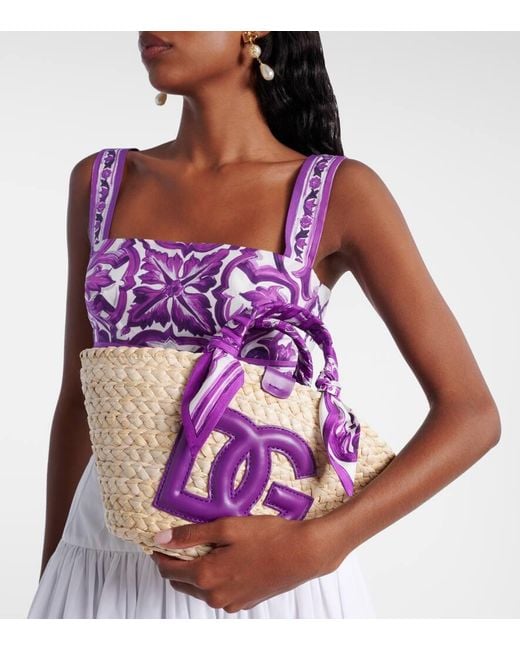 Dolce & Gabbana Purple Tote Dg Majolica Aus Stroh
