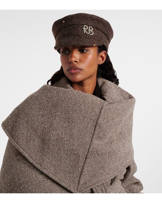 Ruslan Baginskiy Brown Pierced Wool-Blend Newsboy Cap