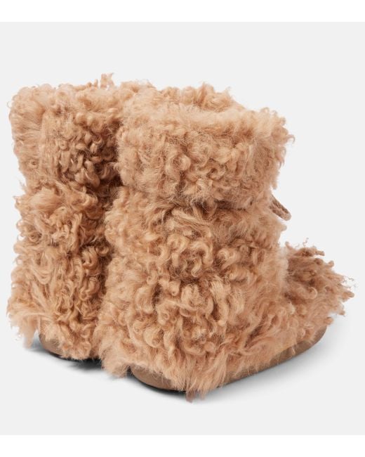 Inuikii Brown Long Curly High Shearling Snow Boots