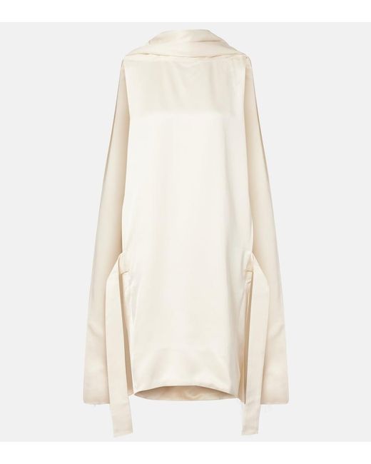 Totême White Cocoon Deconstructed Satin Minidress