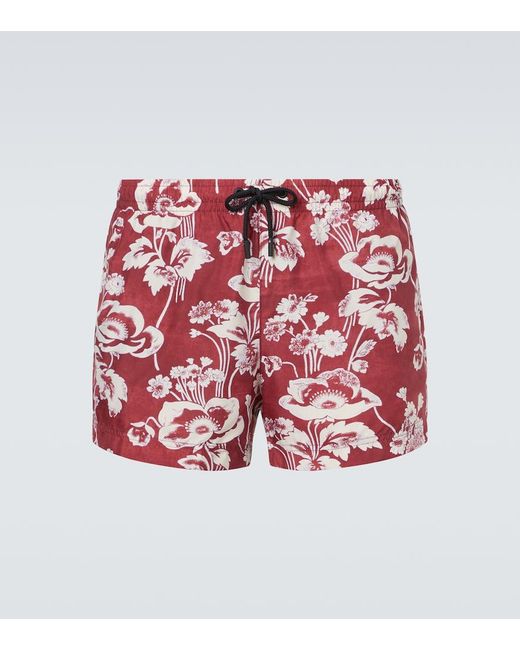 Commas Red Printed Swim Trunks for men