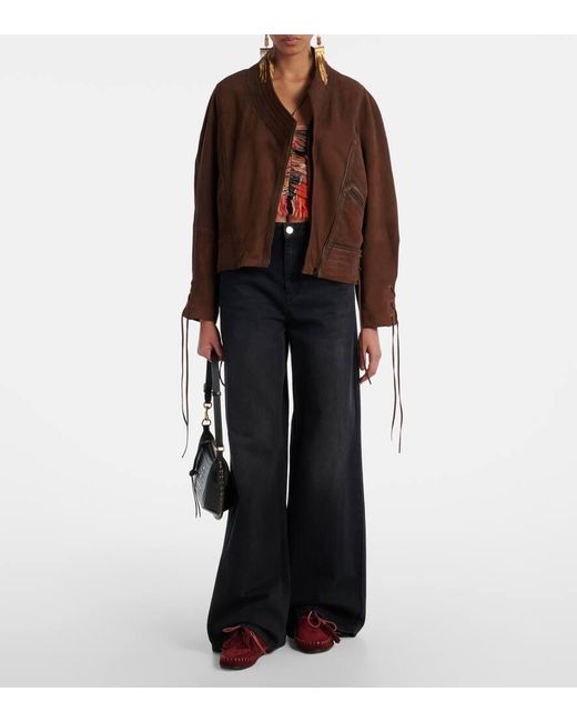 Isabel Marant Red Felsa Fringed Suede Loafers