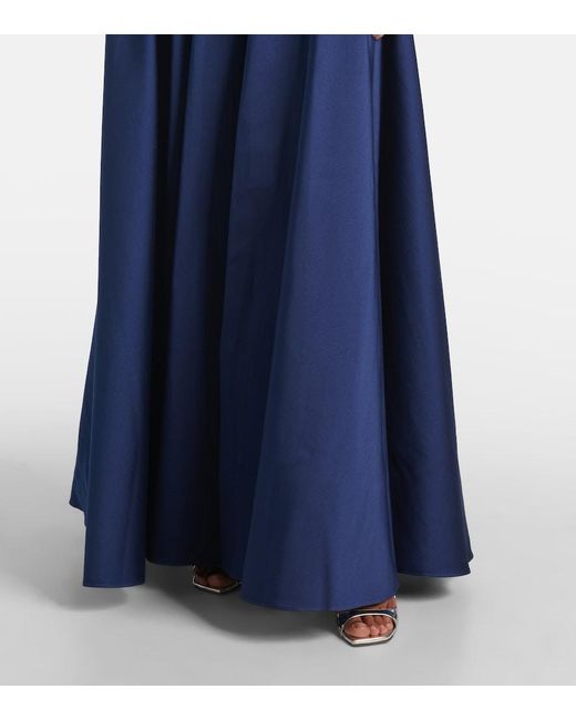 Roland Mouret Blue Strapless Gathered Taffeta Gown