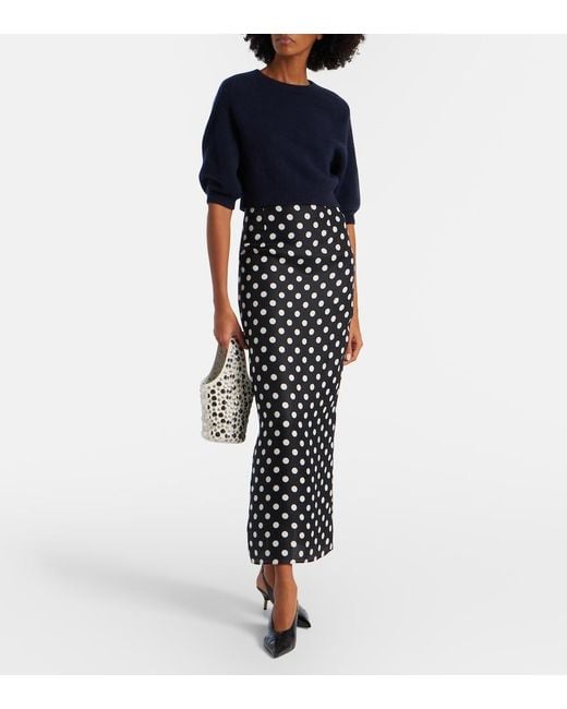 Khaite Black Winton Polka-Dot High-Rise Silk Maxi Skirt
