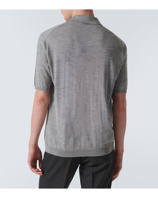 Lardini Gray Wool, Silk, And Cashmere Polo Shirt for men
