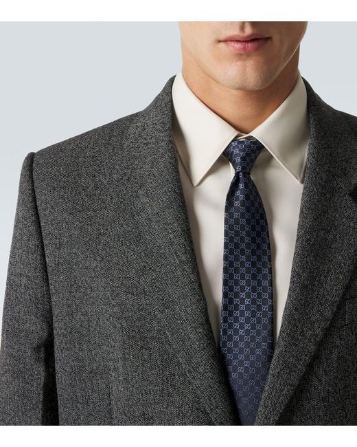 Gucci Blue Gg Silk Jacquard Tie for men