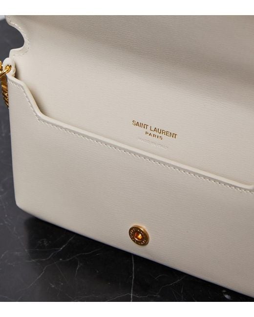 Saint Laurent Natural Cassandre Leather Phone Pouch