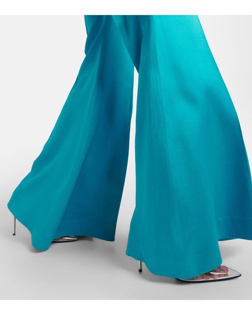 Nina Ricci High-rise Satin Flared Pants in Blue | Lyst