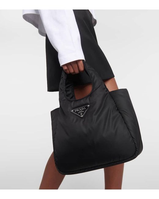 Prada Black Re-Nylon Small Padded Tote Bag