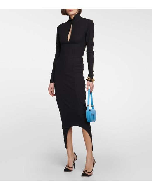 Patou Black Cutout Jersey Midi Dress