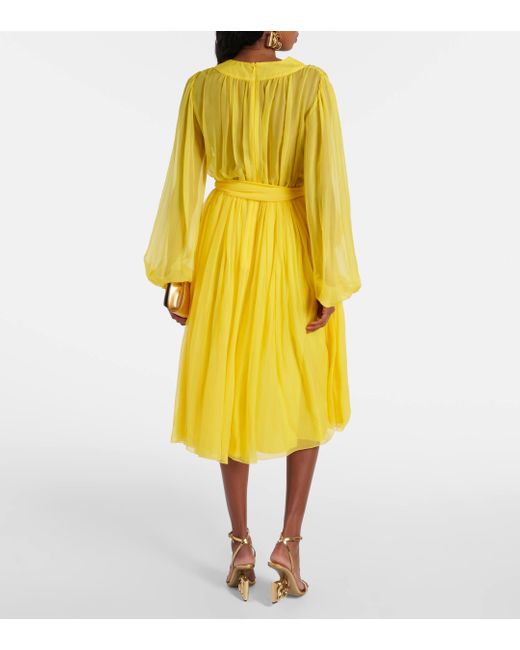 Dolce & Gabbana Yellow Silk Chiffon Midi Dress