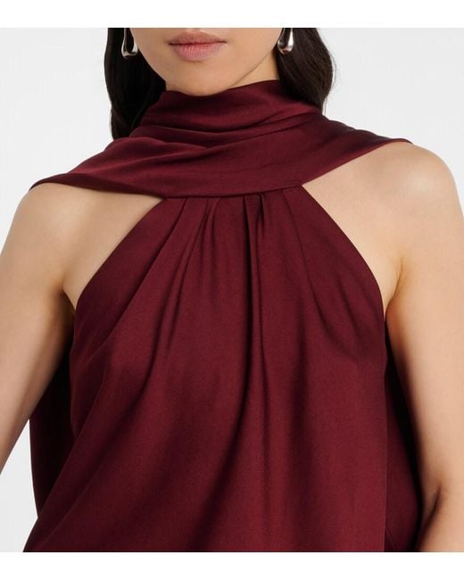 Jonathan Simkhai Red Scarlett Caped Satin Top