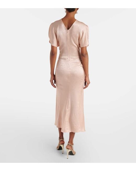 ワンピース VICTORIA BECKHAM LIGHT PINK DAMASK DRESS WITH GATHERING Victoria Beckham Light Damask Dress With Gathering in Pink