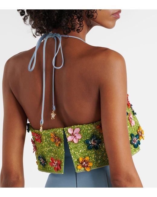 ALÉMAIS Blue Yasmine Embellished Minidress