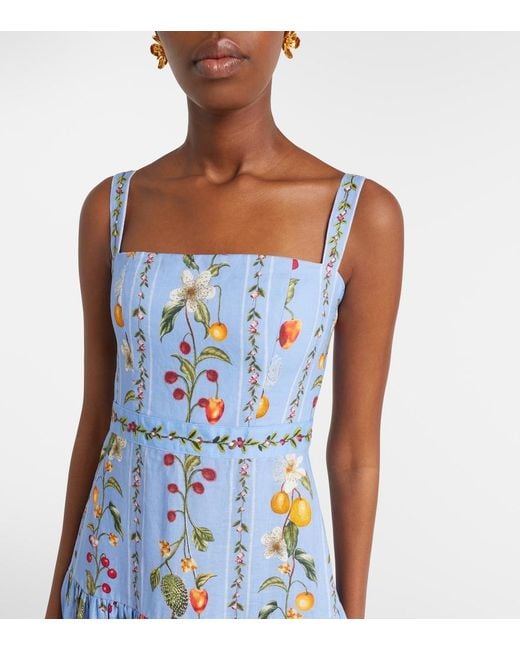 Agua Bendita Blue Lima Printed Linen Maxi Dress