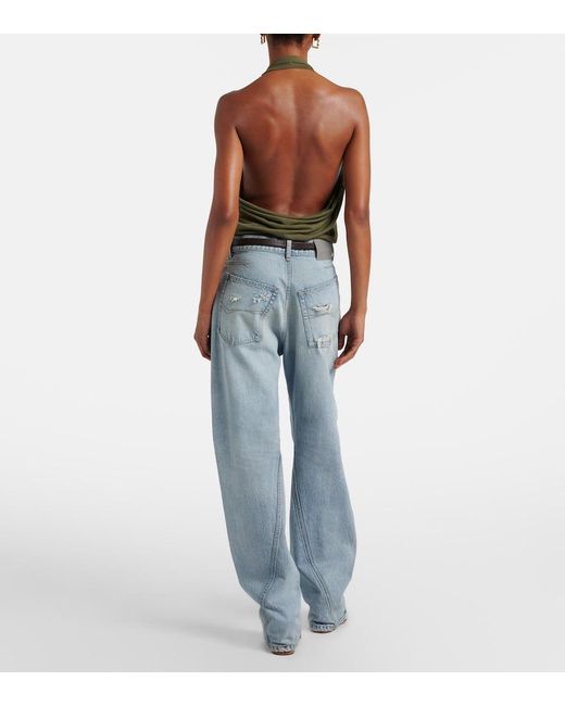 Balenciaga Blue Frayed Tapered Jeans