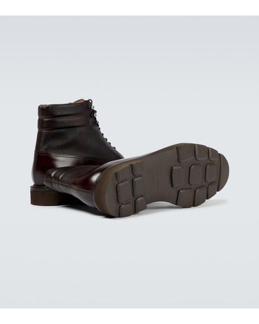 John Lobb Black Alder Leather Lace-Up Boots for men