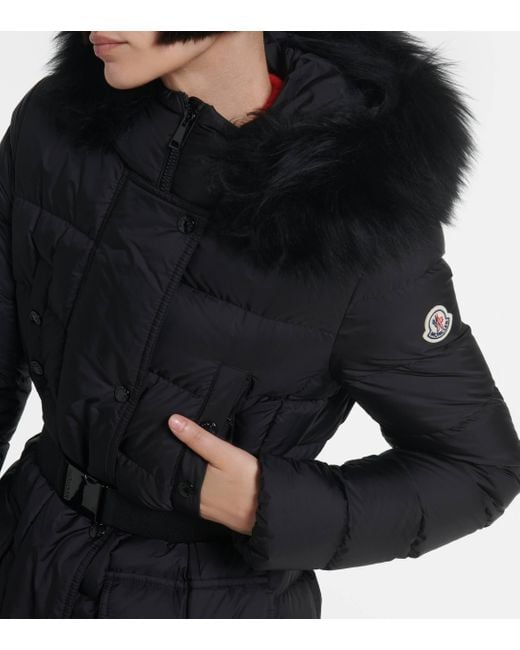 Moncler Black Khloe Shearling-Trimmed Down Jacket