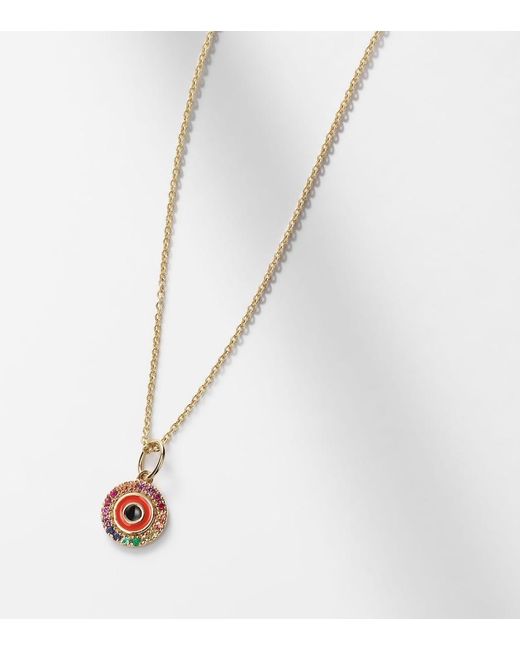 Sydney Evan White Evil Eye 14kt Gold And Diamond Necklace