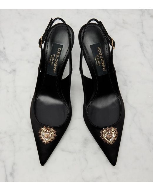 Dolce & Gabbana Black Devotion 90 Satin Slingback Pumps