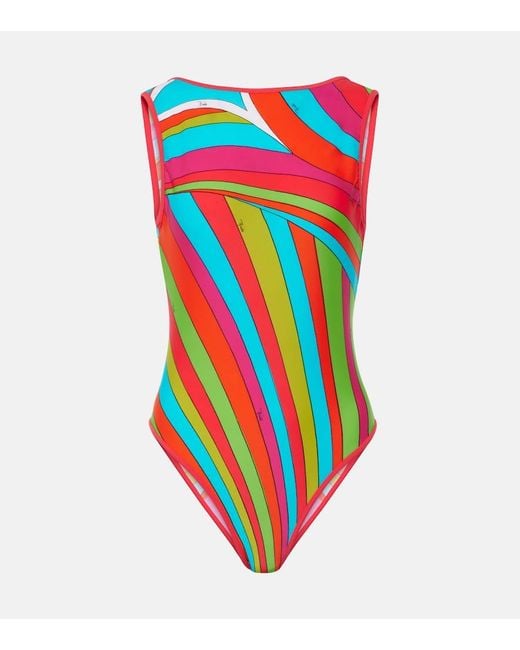 Emilio Pucci Red Iride Open-back Swimsuit