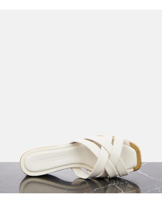 Mules Maribou 50 En Cuir Jimmy Choo en coloris White