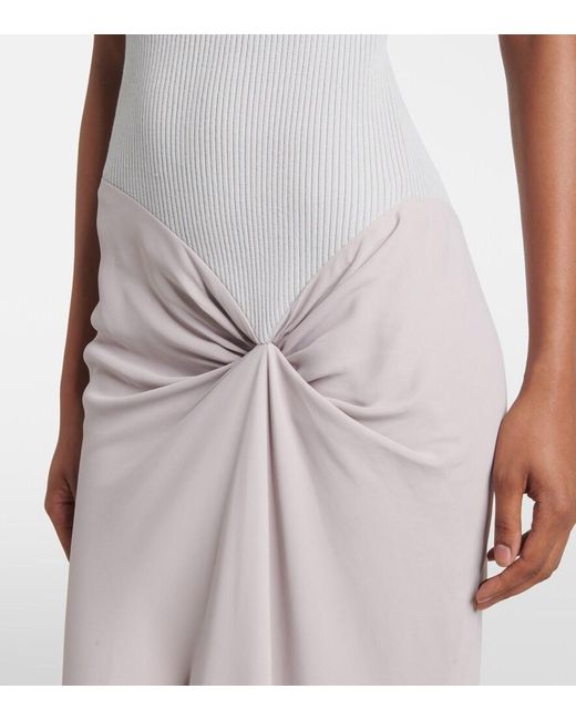 Victoria Beckham White Knit-Detail Crepe Maxi Dress