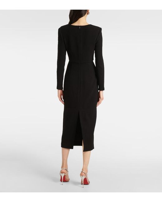 Roland Mouret Black Wool Crepe Midi Dress