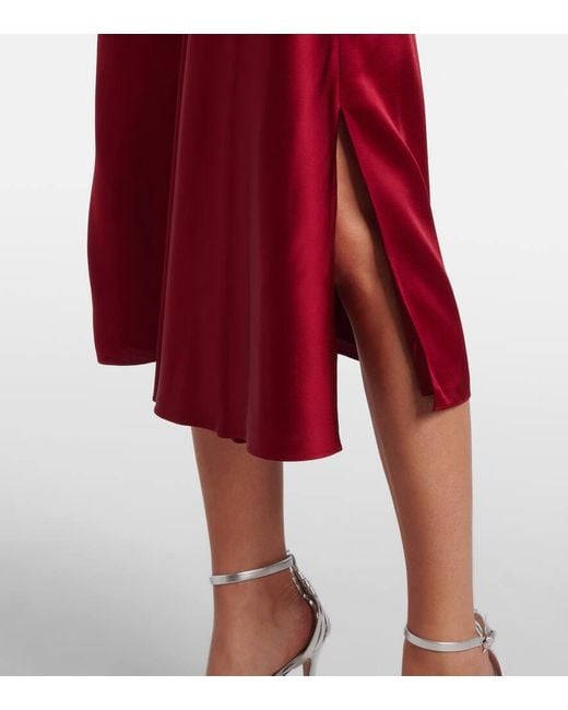 Erdem Red Crystal-Embellished Satin Cady Cocktail Dress