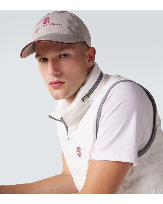 Brunello Cucinelli Bestickte Baseballcap in White für Herren
