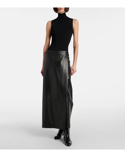 Khaite Black Benita Ribbed-Knit Turtleneck Top