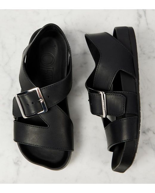 Loewe Black Sandalen Ease aus Leder