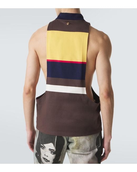 Versace Multicolor Striped Cotton Tank Top for men