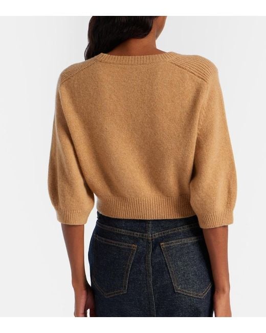 Khaite Brown Lorelai Cropped Wool And Cashmere Sweater