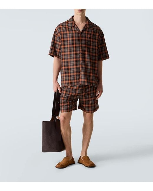 Loewe Brown Anagram Plaid Bowling Shirt for men