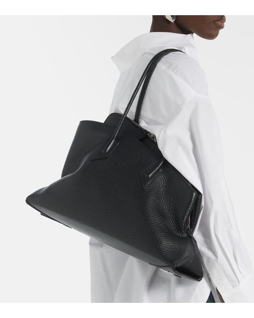 The Attico Black La Passeggiata Medium Leather Tote Bag