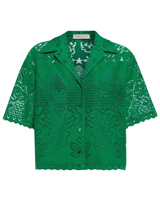Valentino Green Cotton-blend Lace Shirt